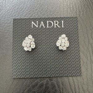 Nadri Silver Sparkling Cluster Earrings